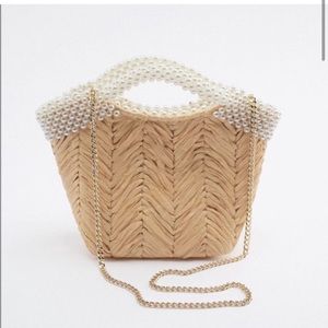 Zara pearl straw bag